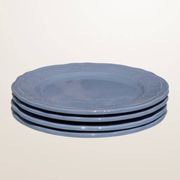 Set of 4 blue ceramic dessert plates.