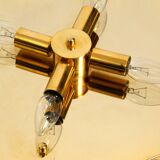 1960s brass wall backlit mirror, frame with glass beads by Palwa