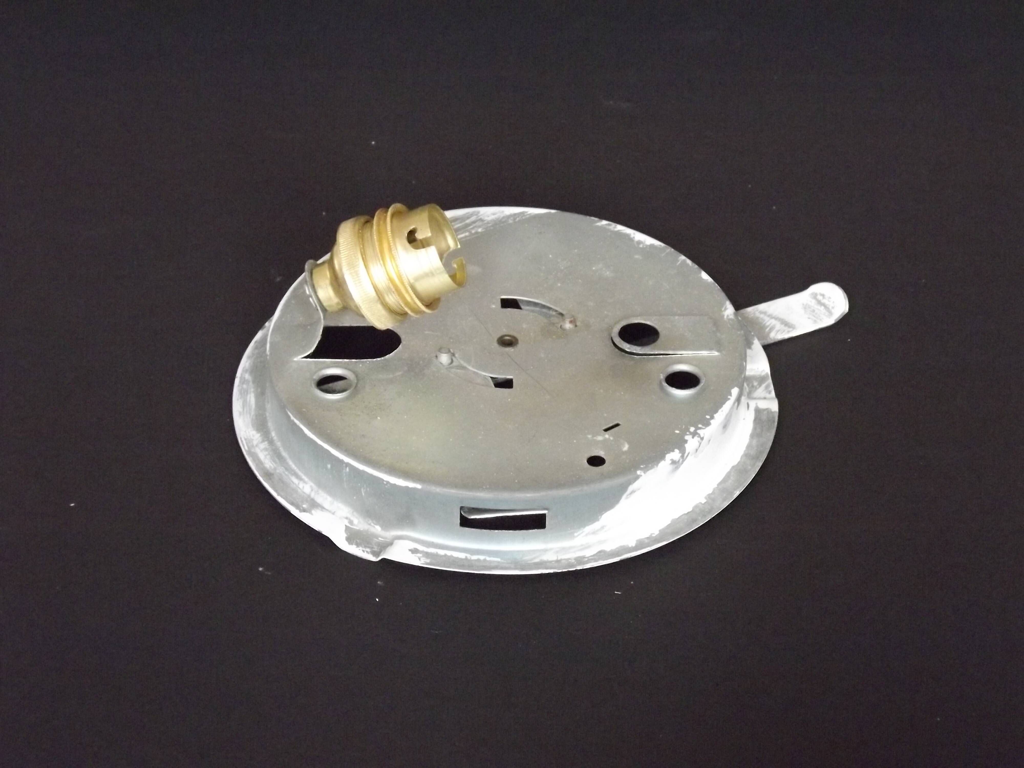 Vintage White Opaline Glass Dome Ceiling Light / Wall Light - Metal Base