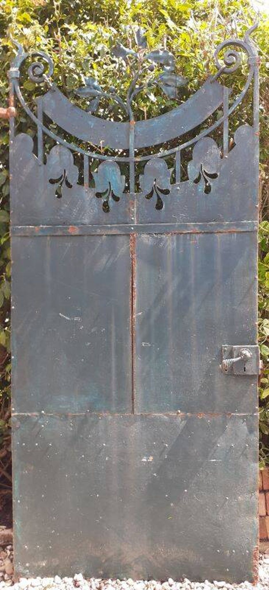 Solid gate, garden iron, H227x110cm, old, exterior door
