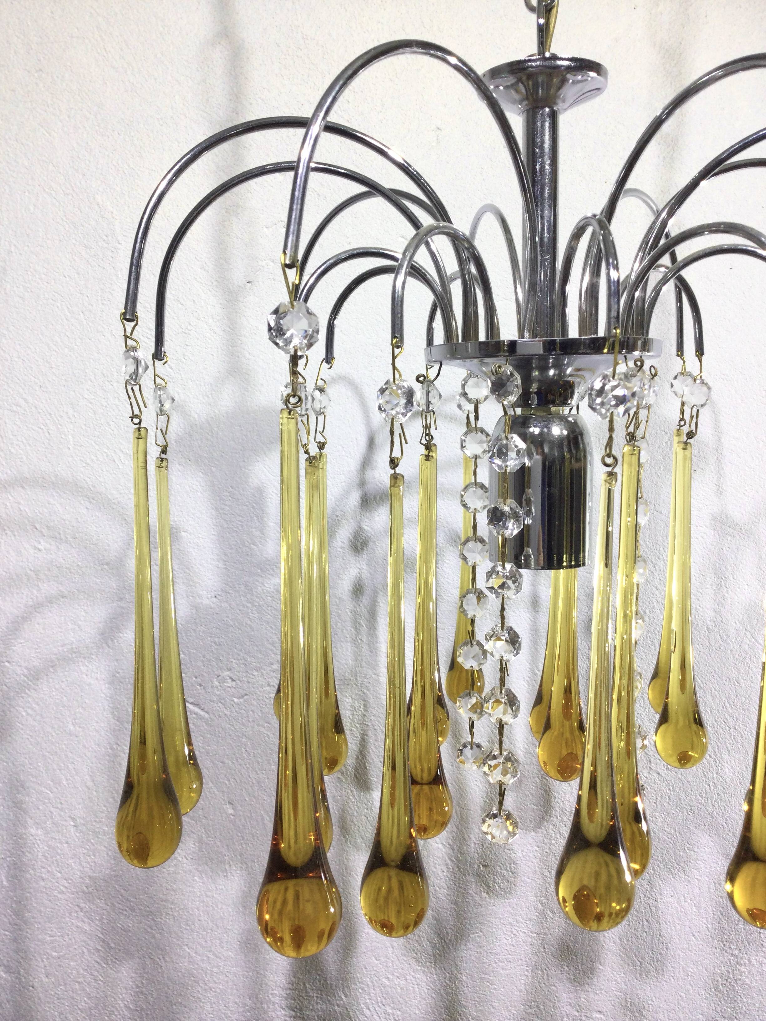 Murano chandelier drops in amber crystal