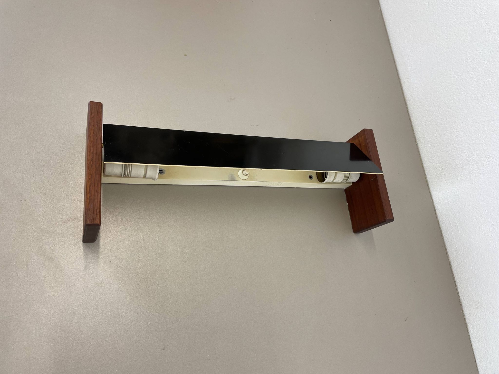 cubic Large 38cm Teak and Metal adjustable wall light element, Germany 1950s