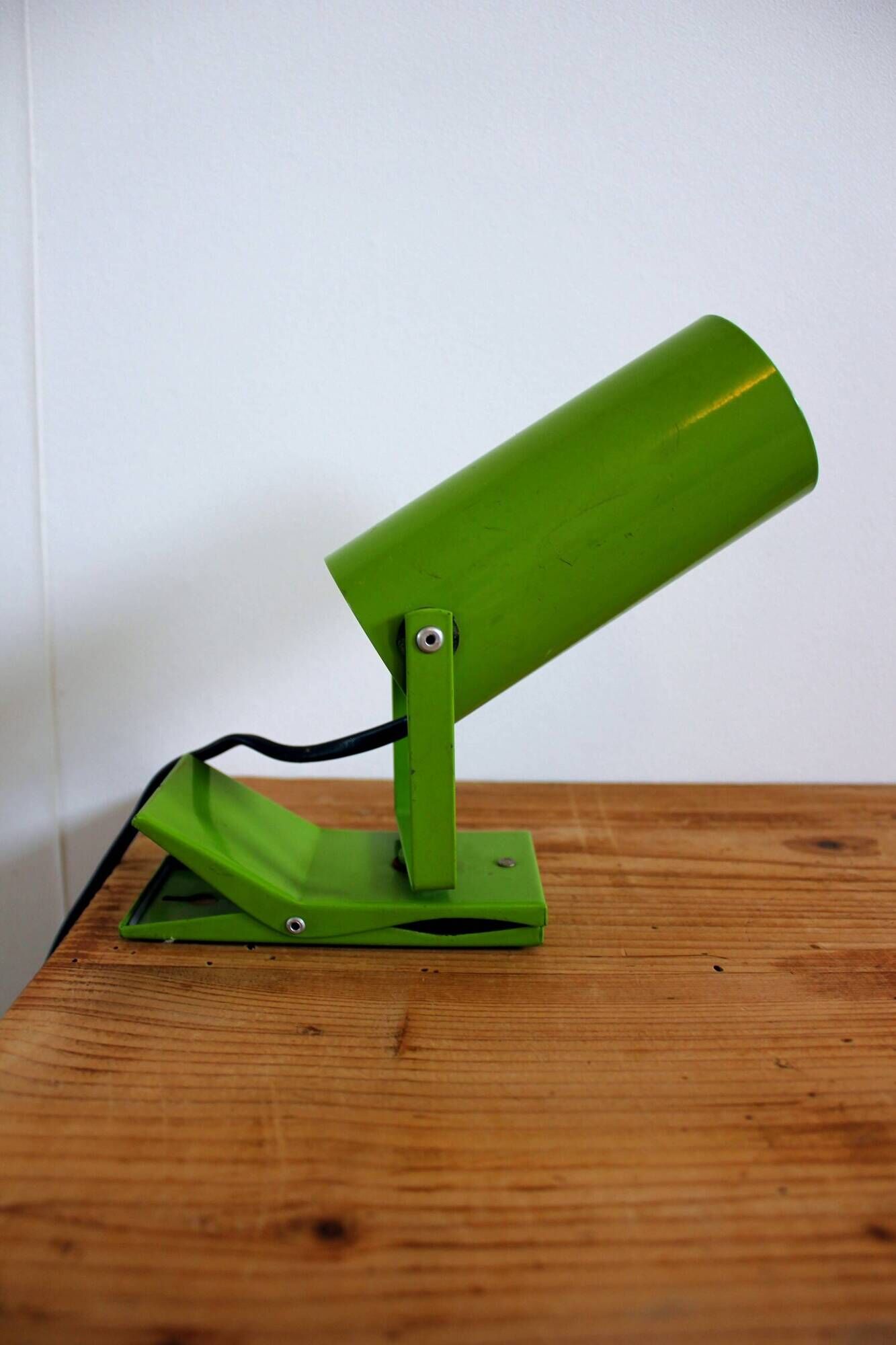 Green tube clip wall lamp office year 70 space age vintage