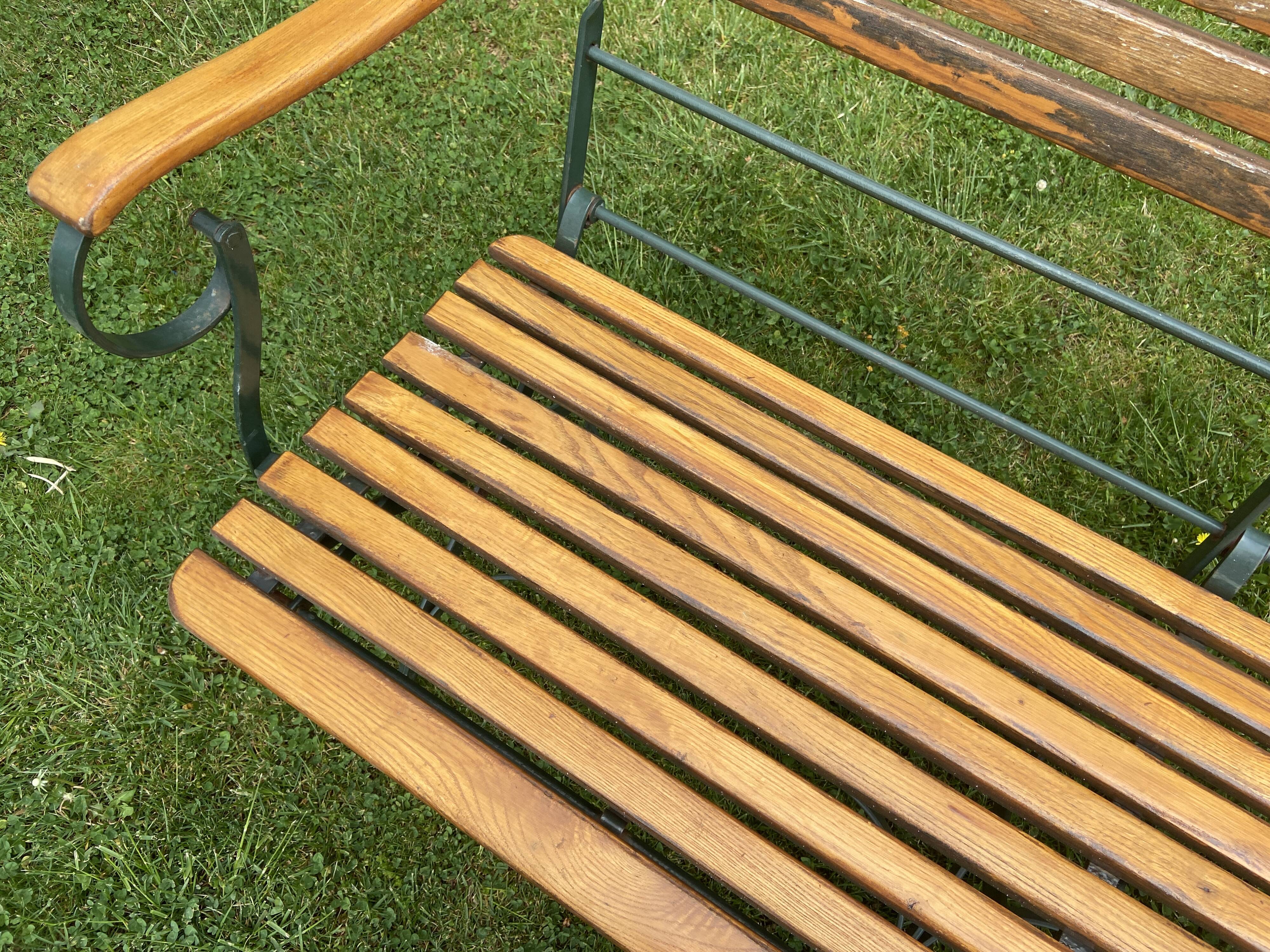 Banc de jardin vintage fer forgé et bois