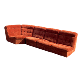 Modular sofa in rusty velvet, France 1970s