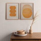 Duo of abstract paintings - paintings on paper signed Eawy