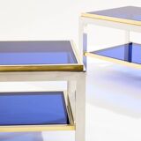 Pair of Flaminia chrome brass side tables by Willy Rizzo 1970