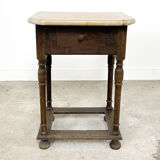 Antique oak hall table with stone top