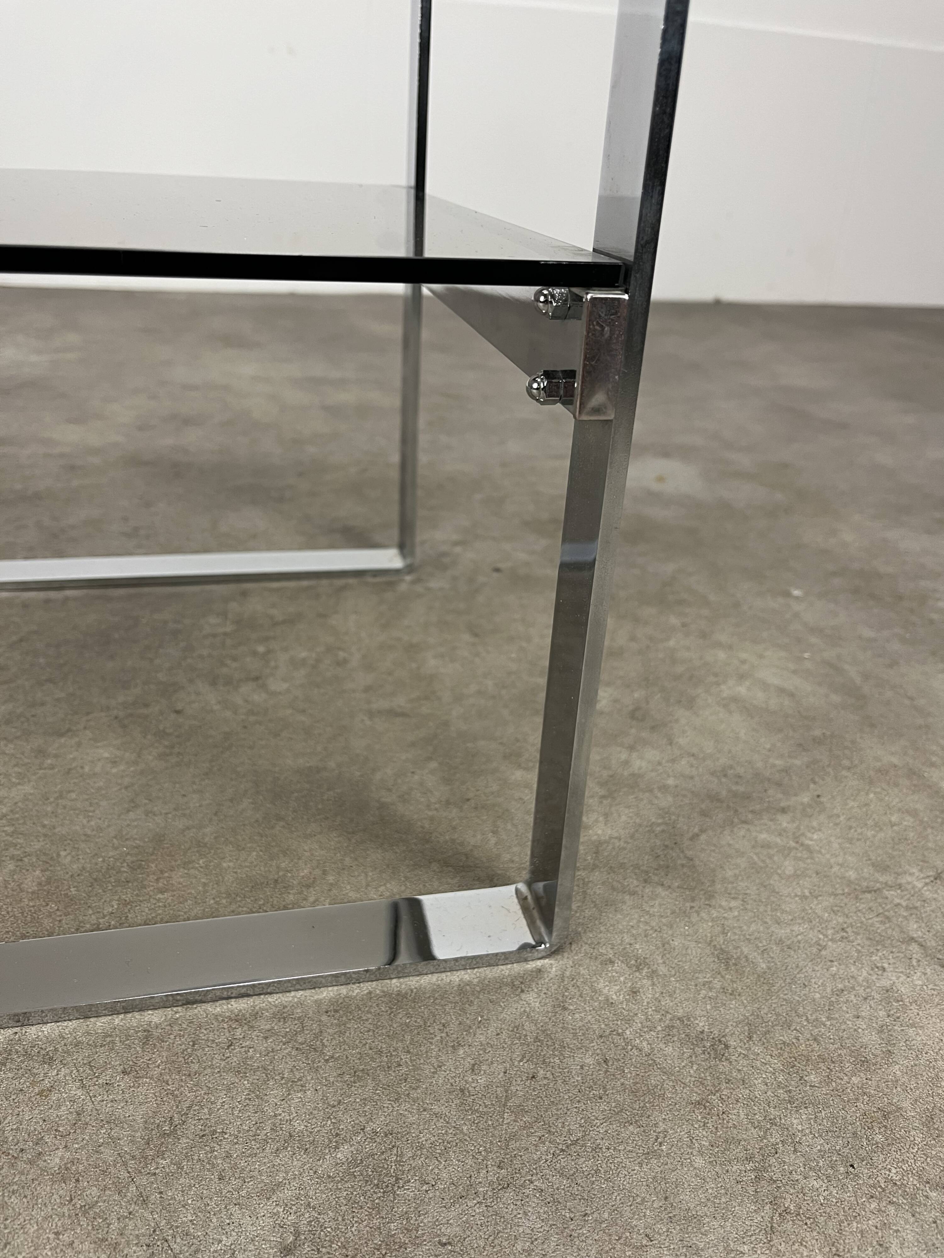 Chrome metal and smoked glass side table, 70s, side table