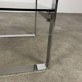 Chrome metal and smoked glass side table, 70s, side table