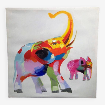 Oil on canvas elephant 58 cm x 58 cm