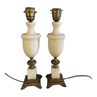 Pair of marble and brass lamp legs