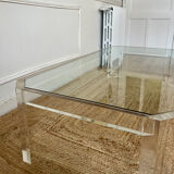 Table basse Athena en altuglas et verre David Lange, années 1970