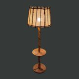 Louis Sognot vintage bamboo rattan floor lamp
