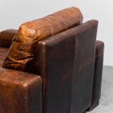 Brown leather armchair 1990s vintage modernism