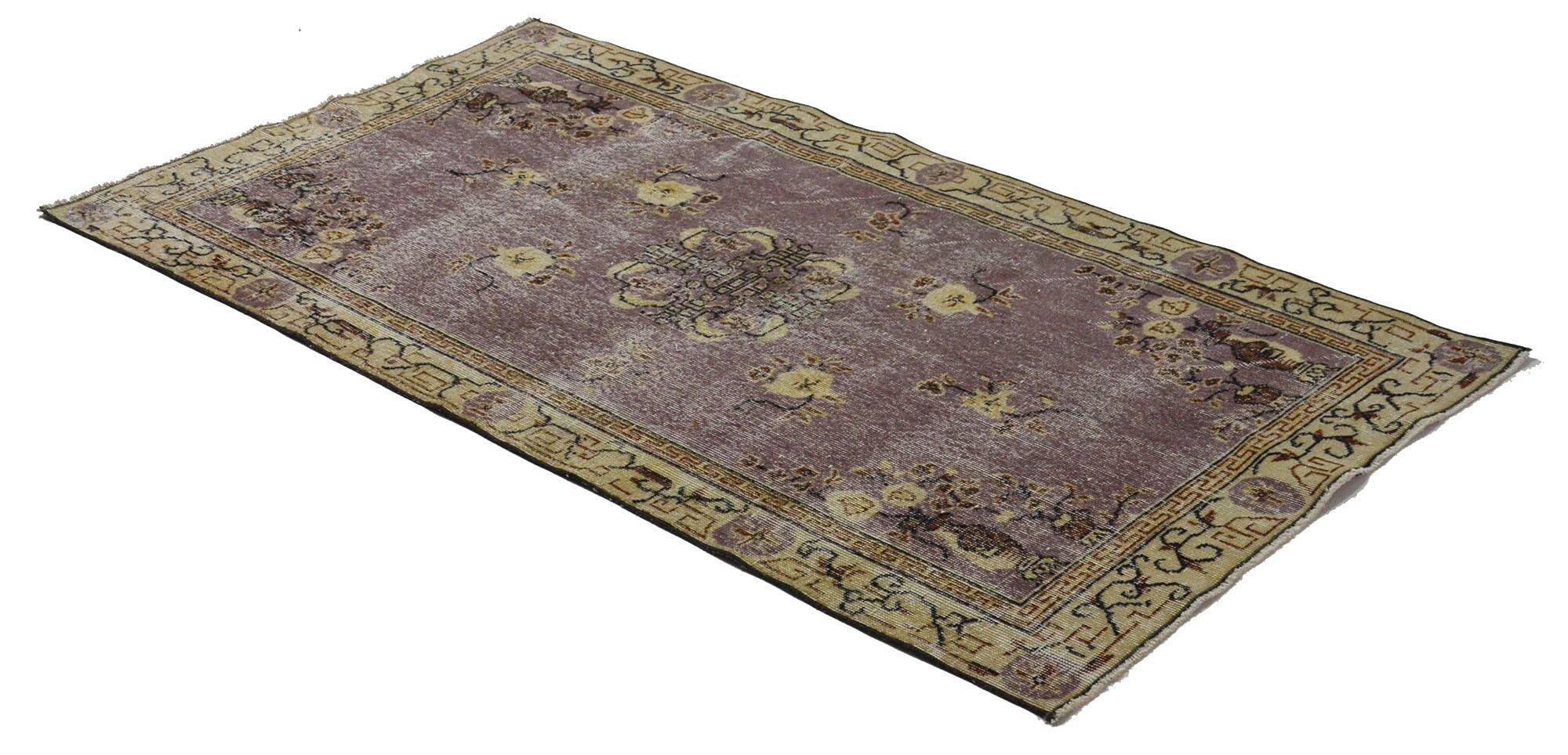 Turkish Anatolian Handmade Vintage Area Rug 202 cm x 110 cm