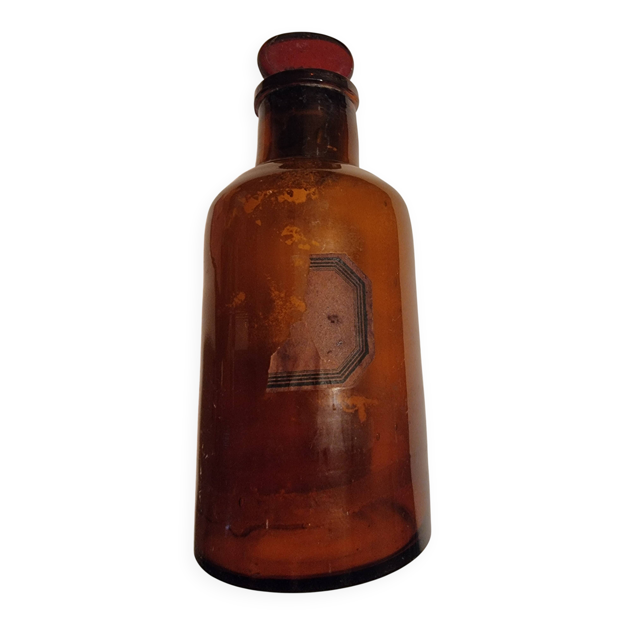 Napoleon III amber glass apothecary bottle