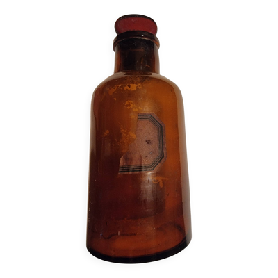 Flacon apothicaire en verre ambré Napoléon III