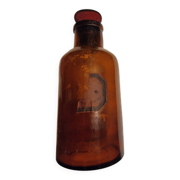 Napoleon III amber glass apothecary bottle