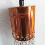 Set of 3 copper and bubble glass pendant lights by VEB NARVA Leuchten, ann