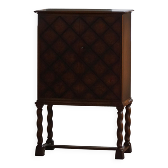 Swedish Grace, Geometric Oak Armoire, Thysells Furniture, Art Deco, 1940s