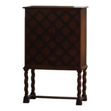 Swedish Grace, Geometric Oak Armoire, Thysells Furniture, Art Deco, 1940s