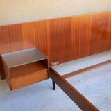 With suspended nightstands vintage teak bed