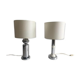 Deux lampes chromées