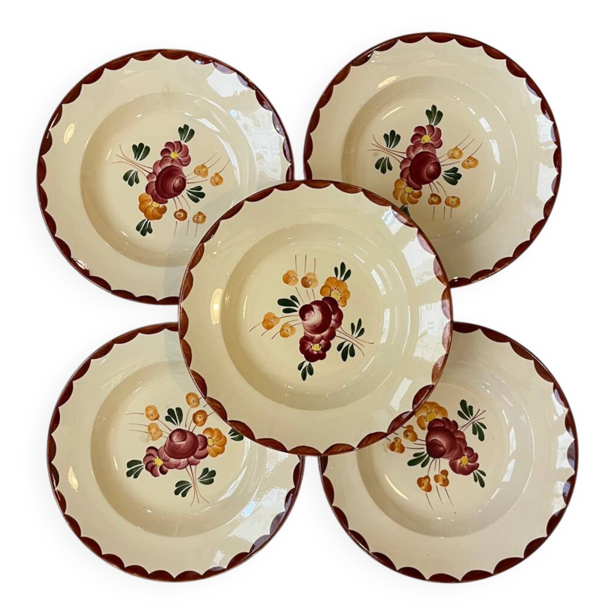 Set of 5 "Agen" soup plates by Longchamp
