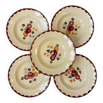 Set of 5 "Agen" soup plates by Longchamp