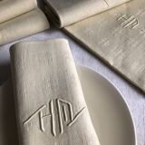 Antique napkins damascus and monogrammed tinted fresh butter