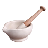 Vintage English ceramic and wooden mortar and pestle set