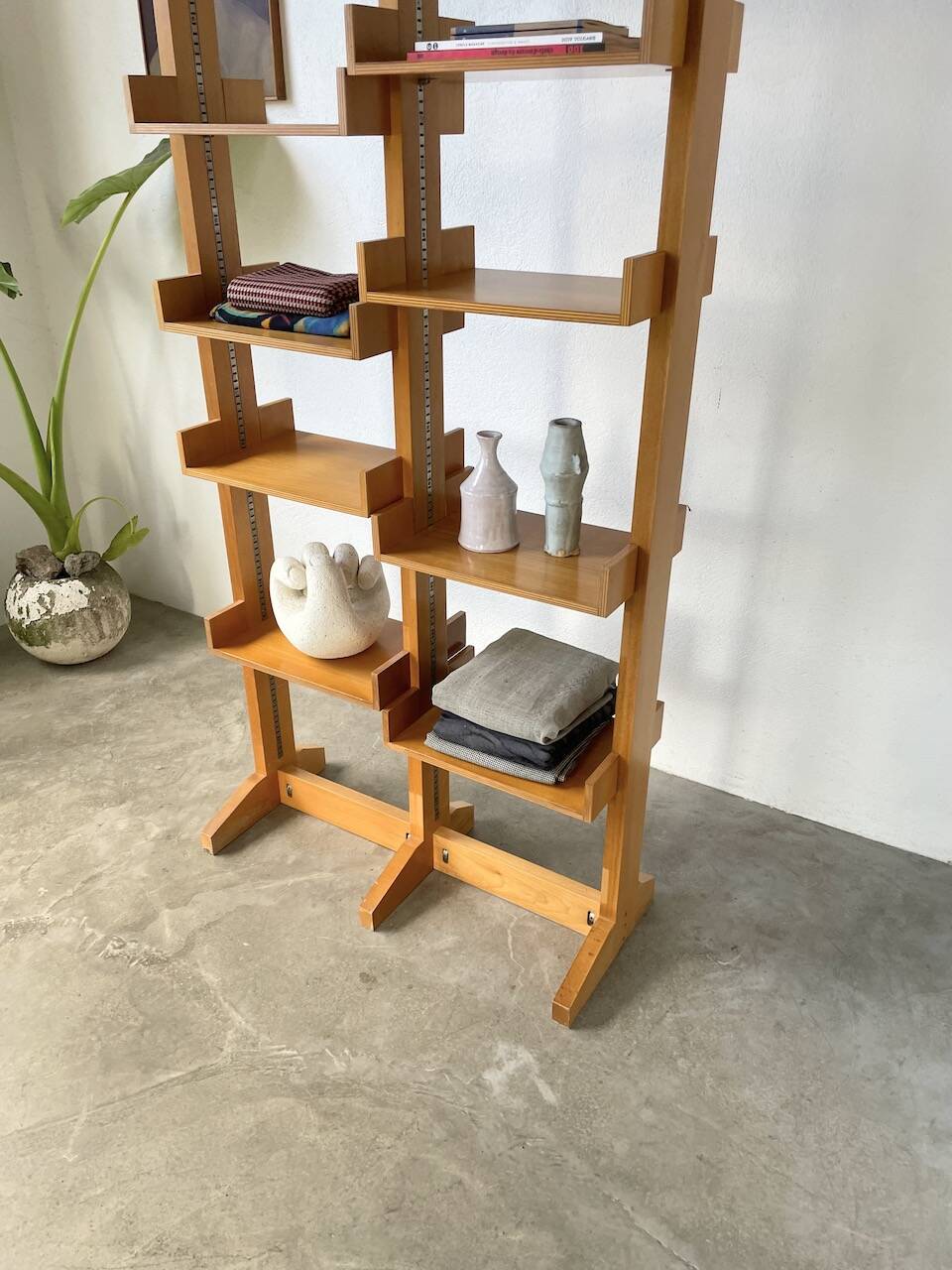 Bookcase on solid beech legs from the 80s