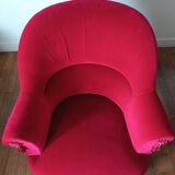 Lot de 2 fauteuils crapauds en velours rouge