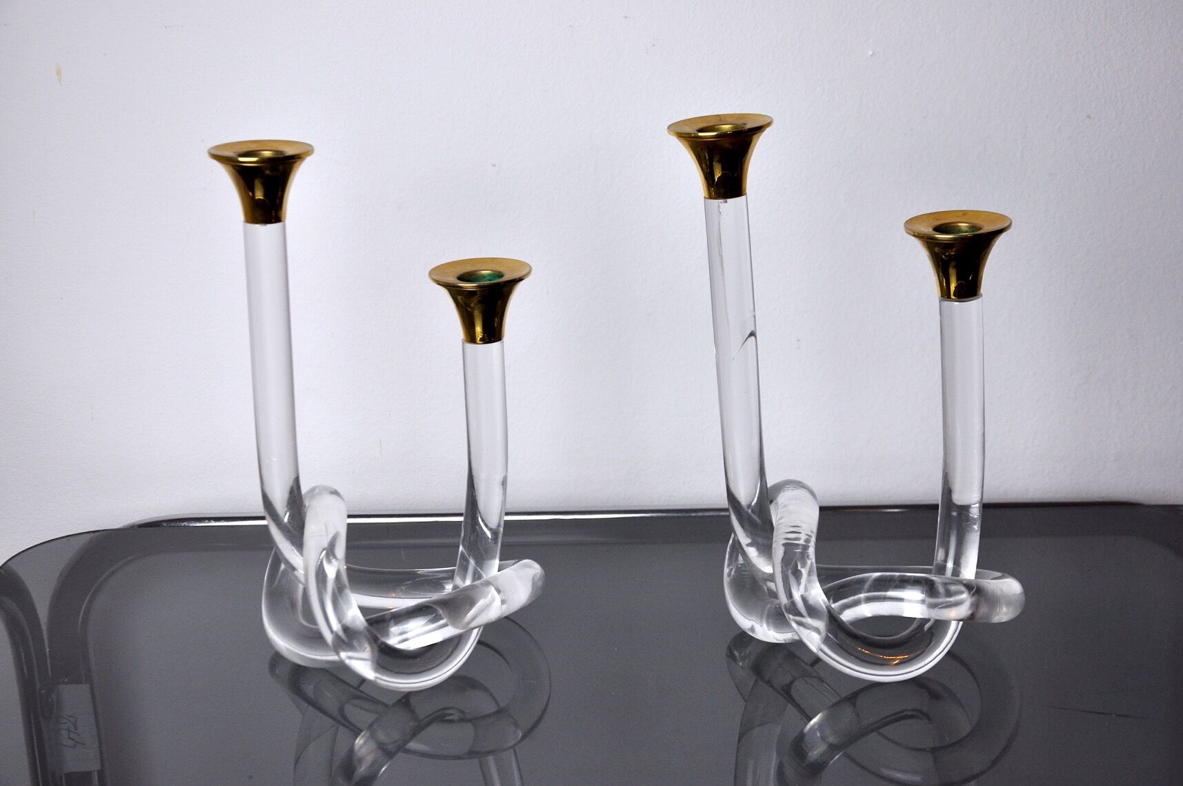 Pair of candle holders Dorothy Thorpe, lucite, 1970