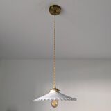 Vintage pendant light in serrated opaline