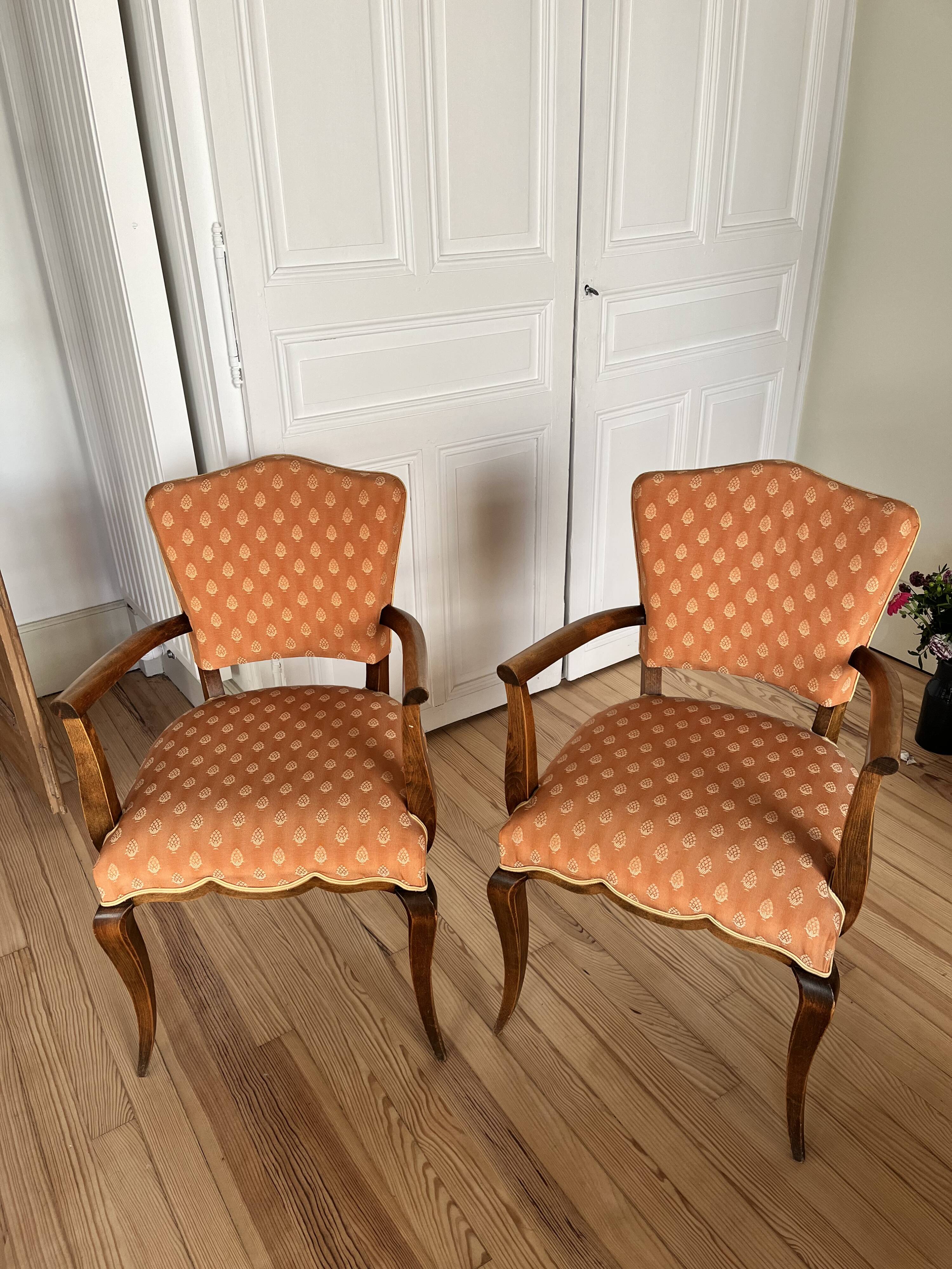 Lot de 2 fauteuils de bridge style Louis XV