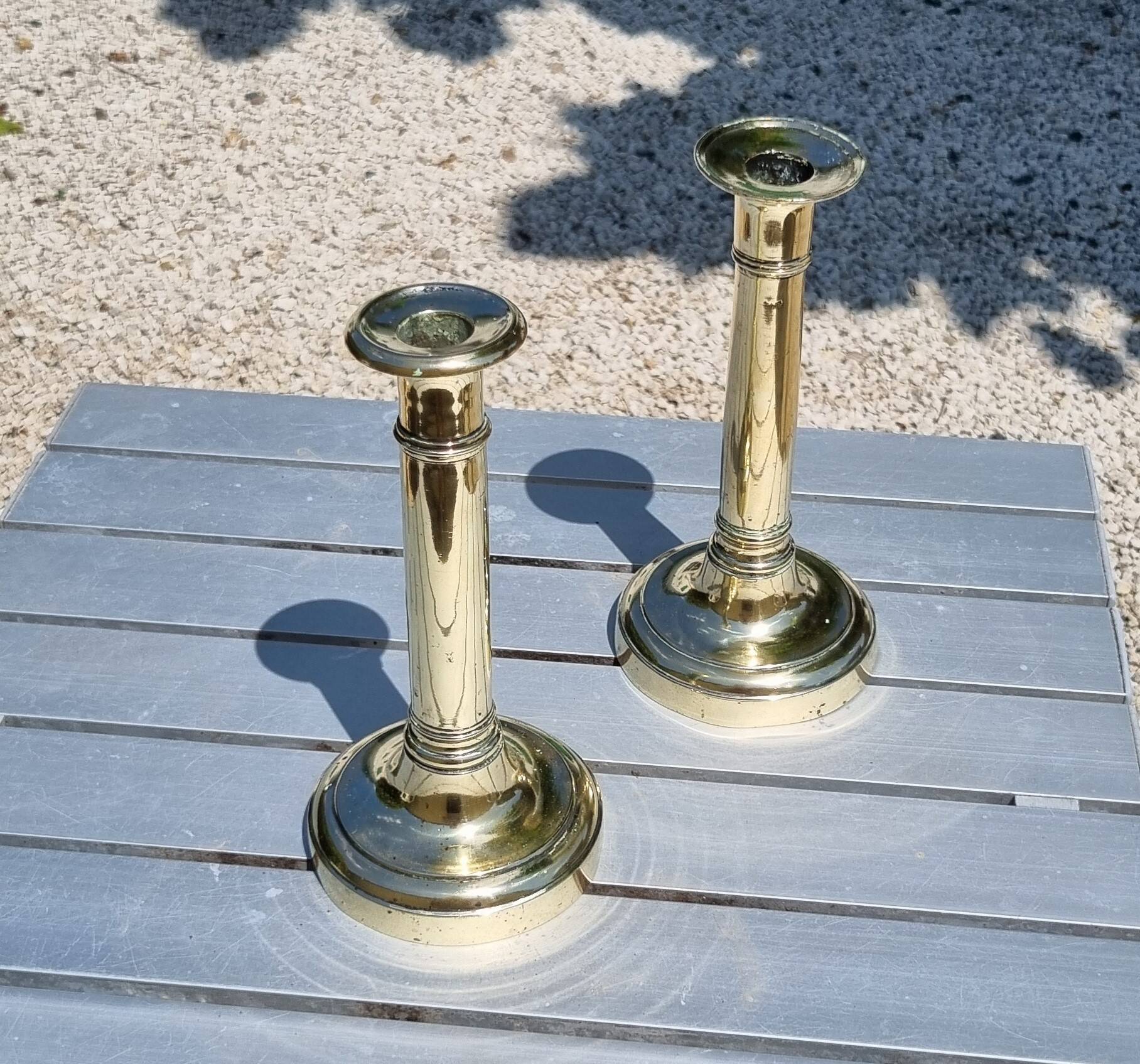 Pair of copper candlesticks