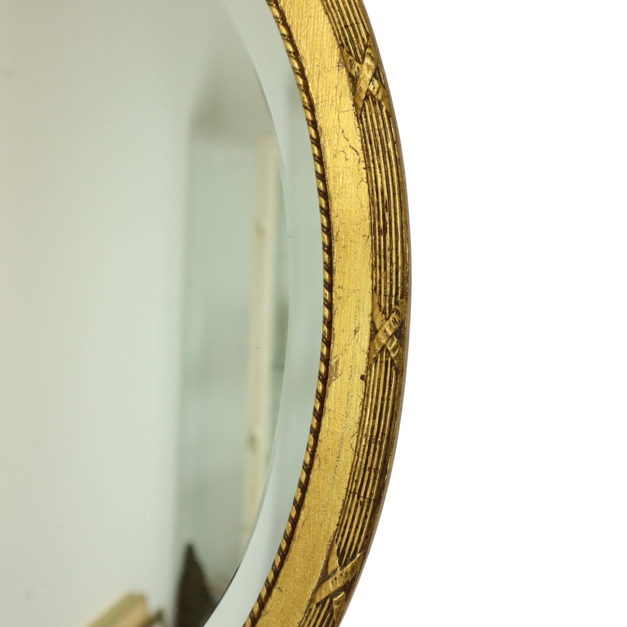 French Oval Facet Cut Mirror with Bow Classic 51cm
