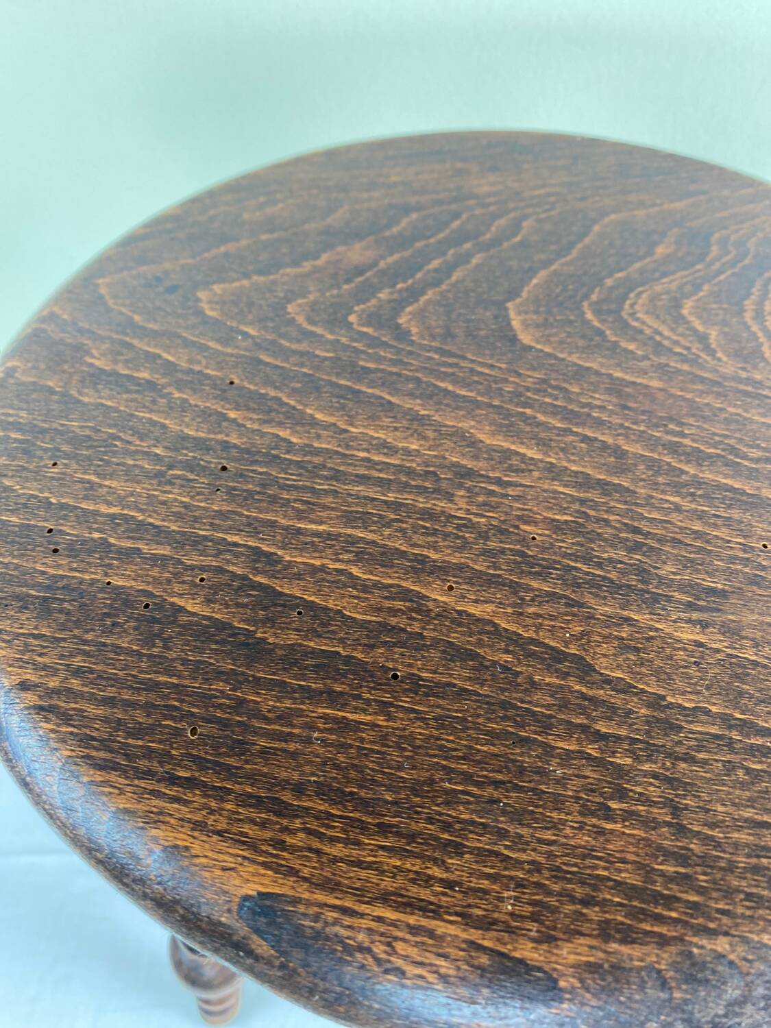 Signed turned wood tripod stool