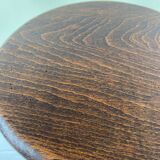 Signed turned wooden tripod stool