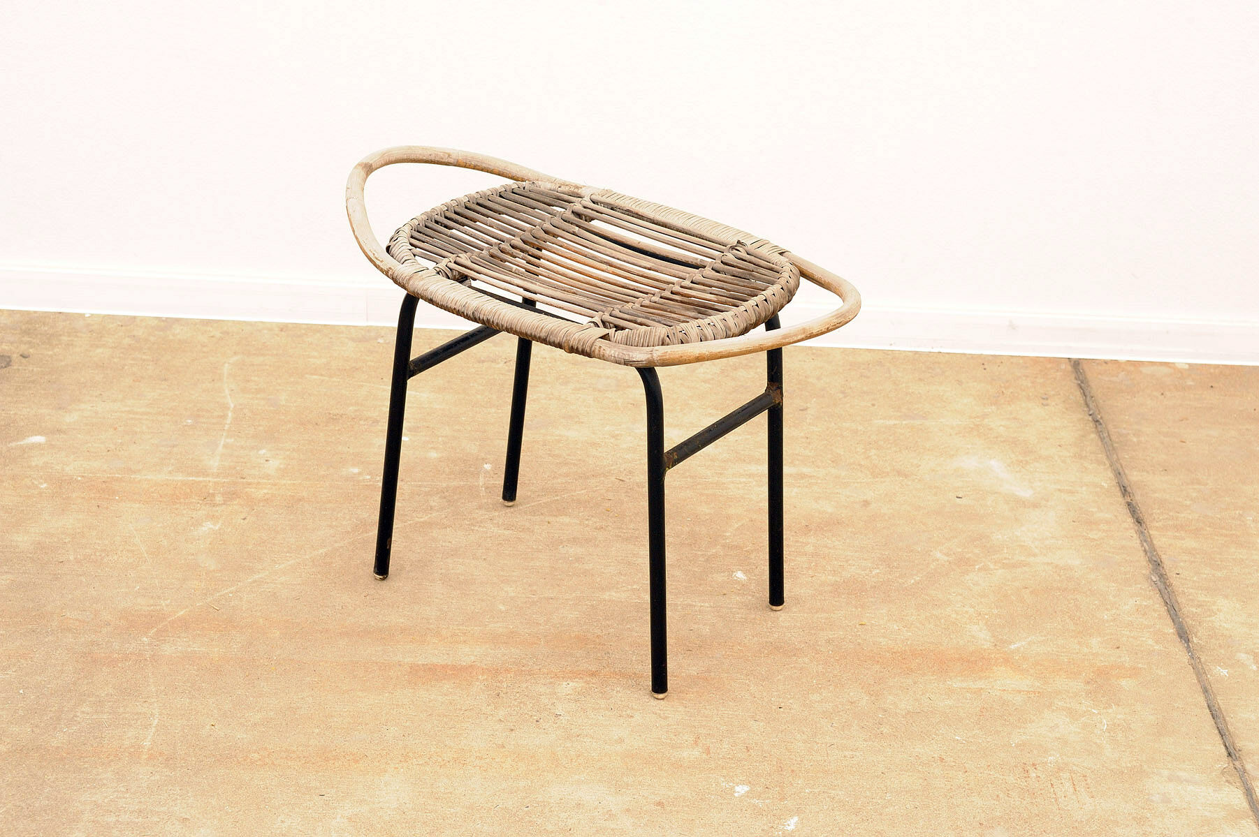 Mid century rattan stool by Alan Fuchs for Uluv 1960´s Czechoslovakia