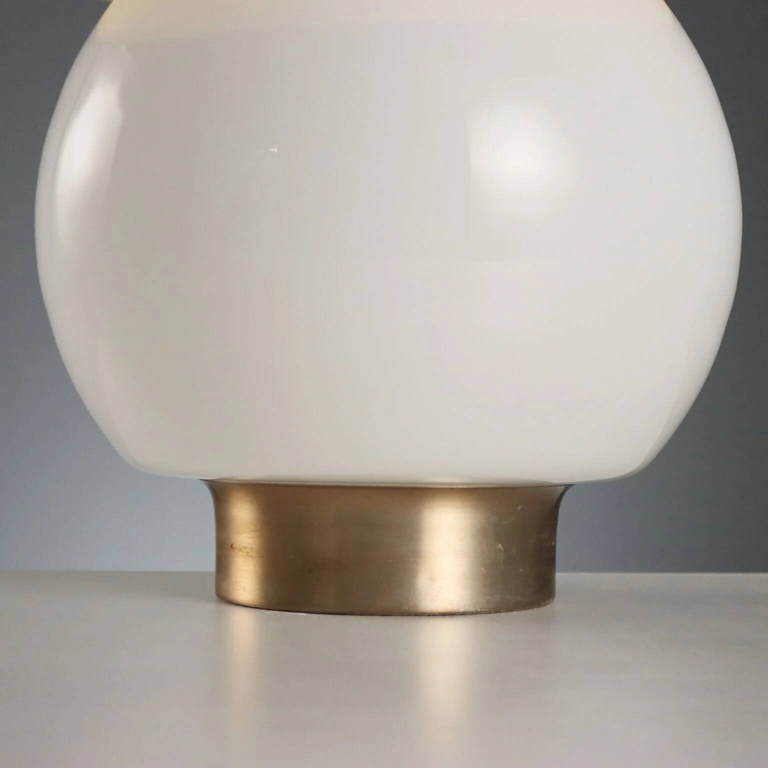 White glass table lamp from the 1970s-80s.