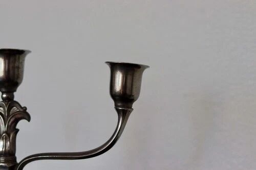 Vintage Pewter 3-Arm Candelabra – Art Deco / Art Nouveau Style