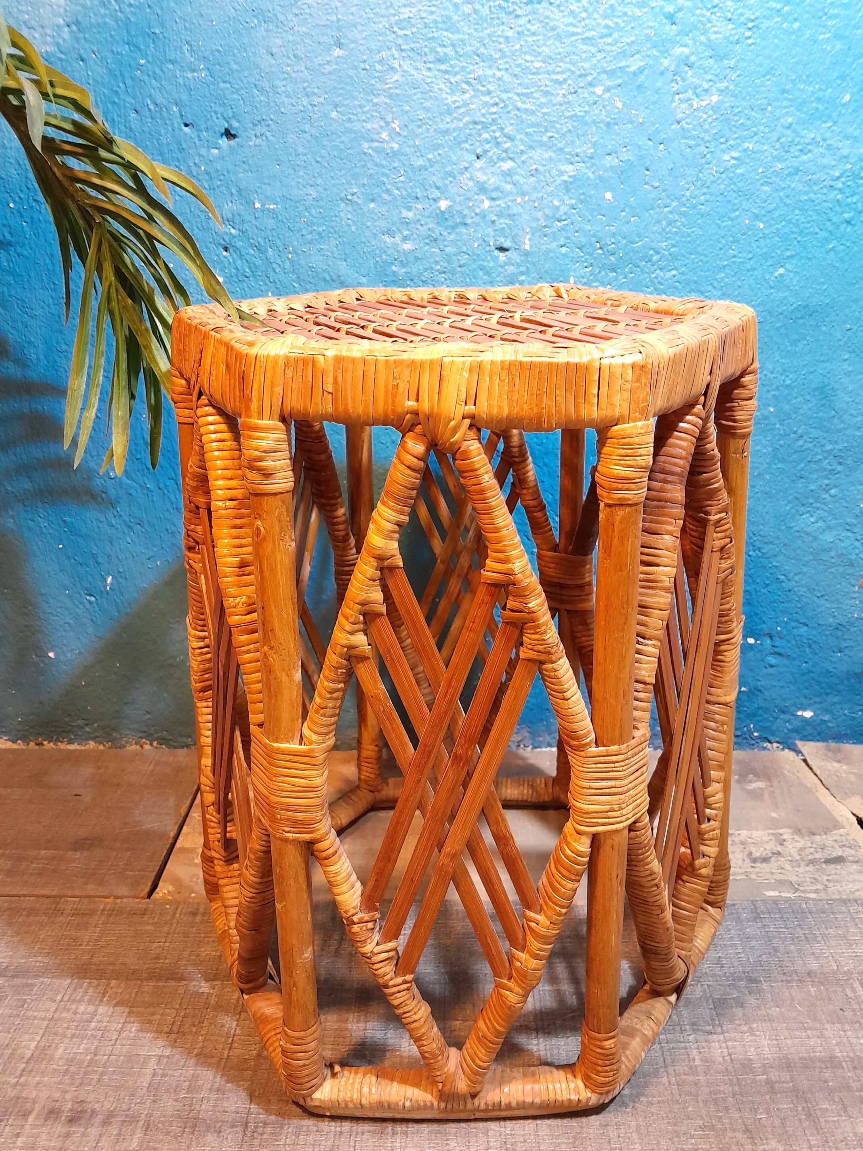Bamboo and rattan side table 1960s