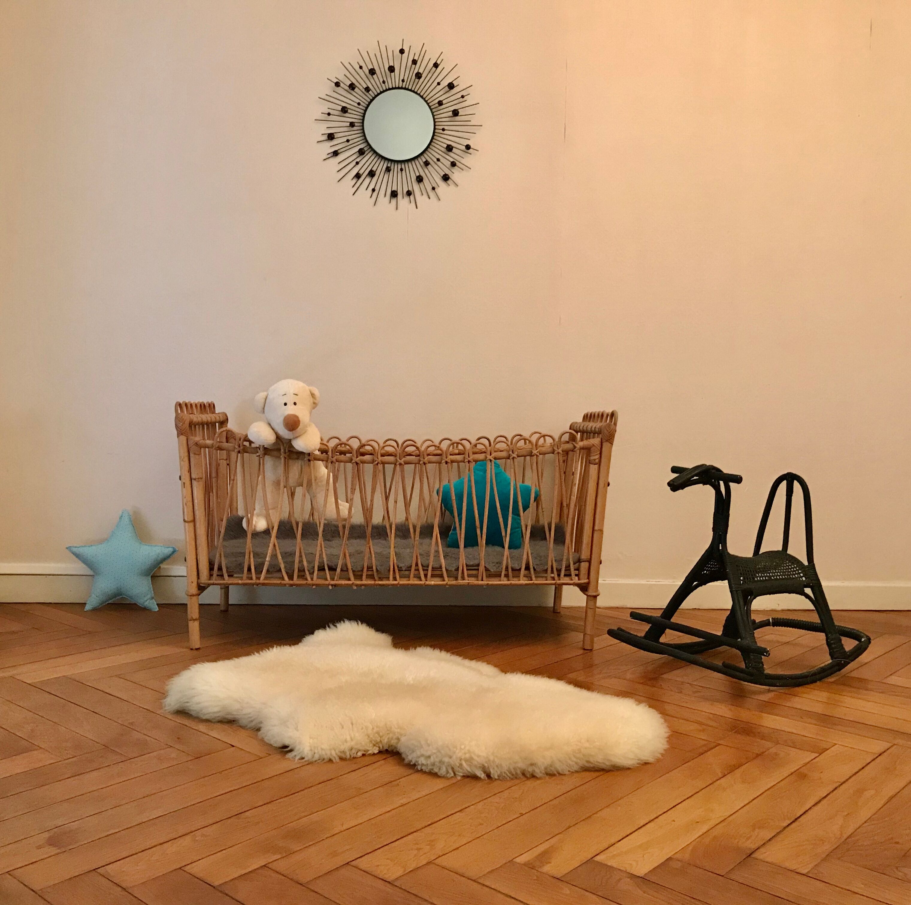 Rattan and bamboo child bed