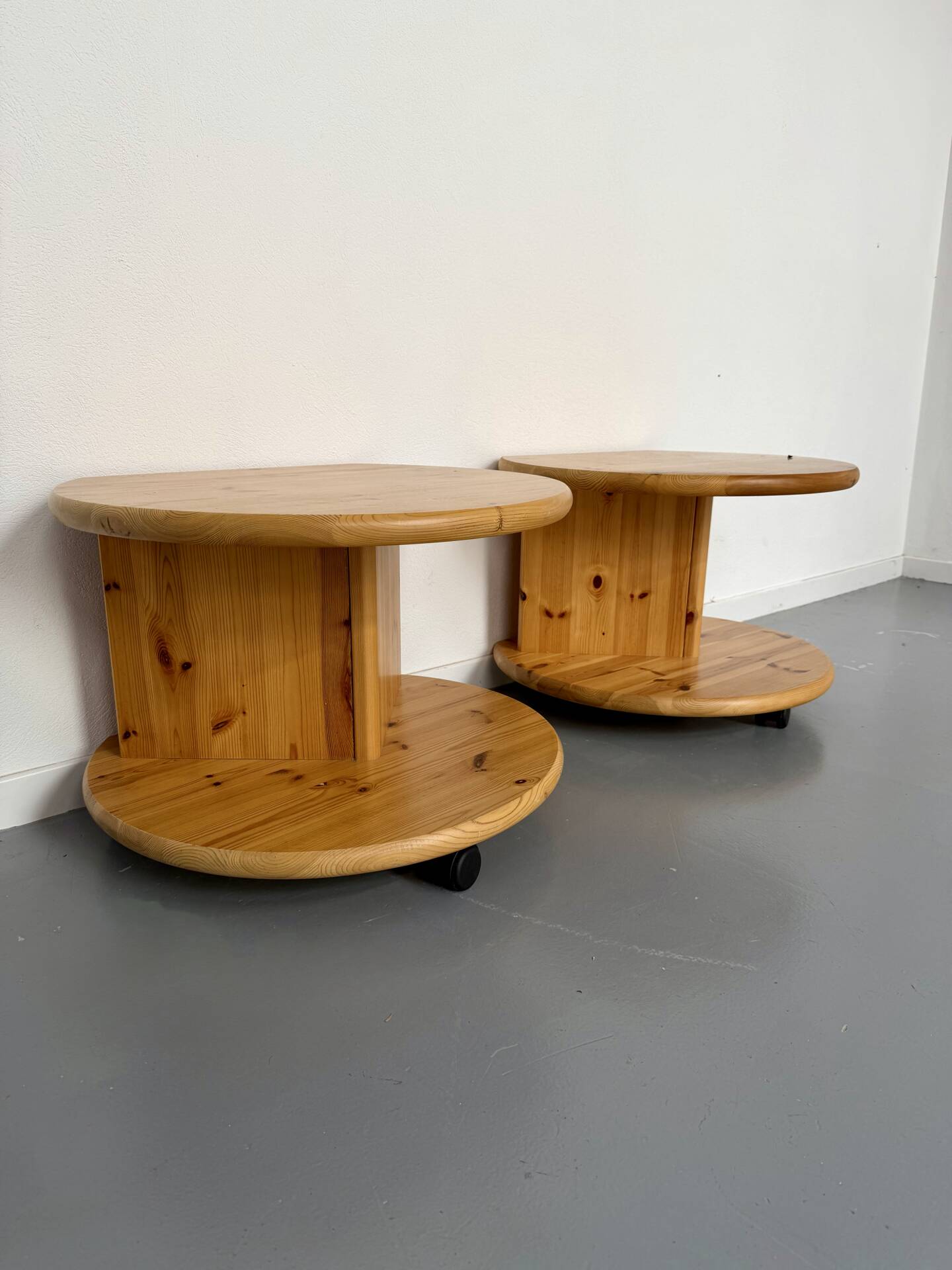 Side table, end table X2, solid pine, 1970s design.