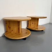 Table d’appoint bout de canapé X2 pin massif design années 70