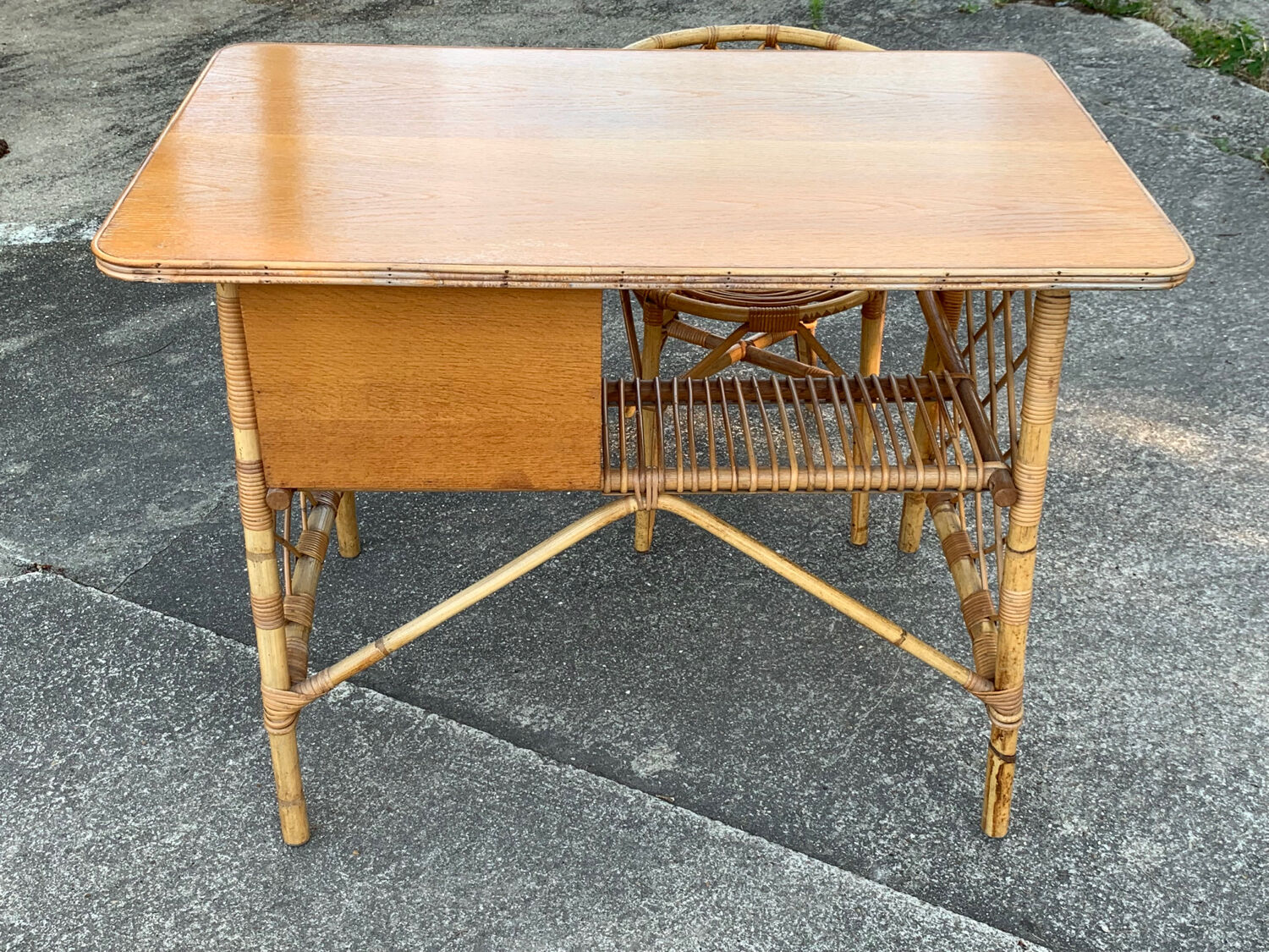 Rattan desk and chair 1960