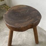 50s tripod oak stool